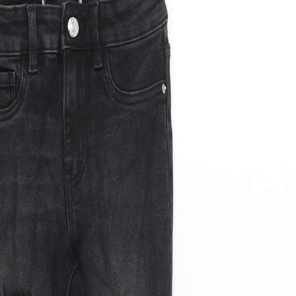 New Look Girls Black Cotton Skinny Jeans Size 10 Years L23 in Slim Zip - Distressed