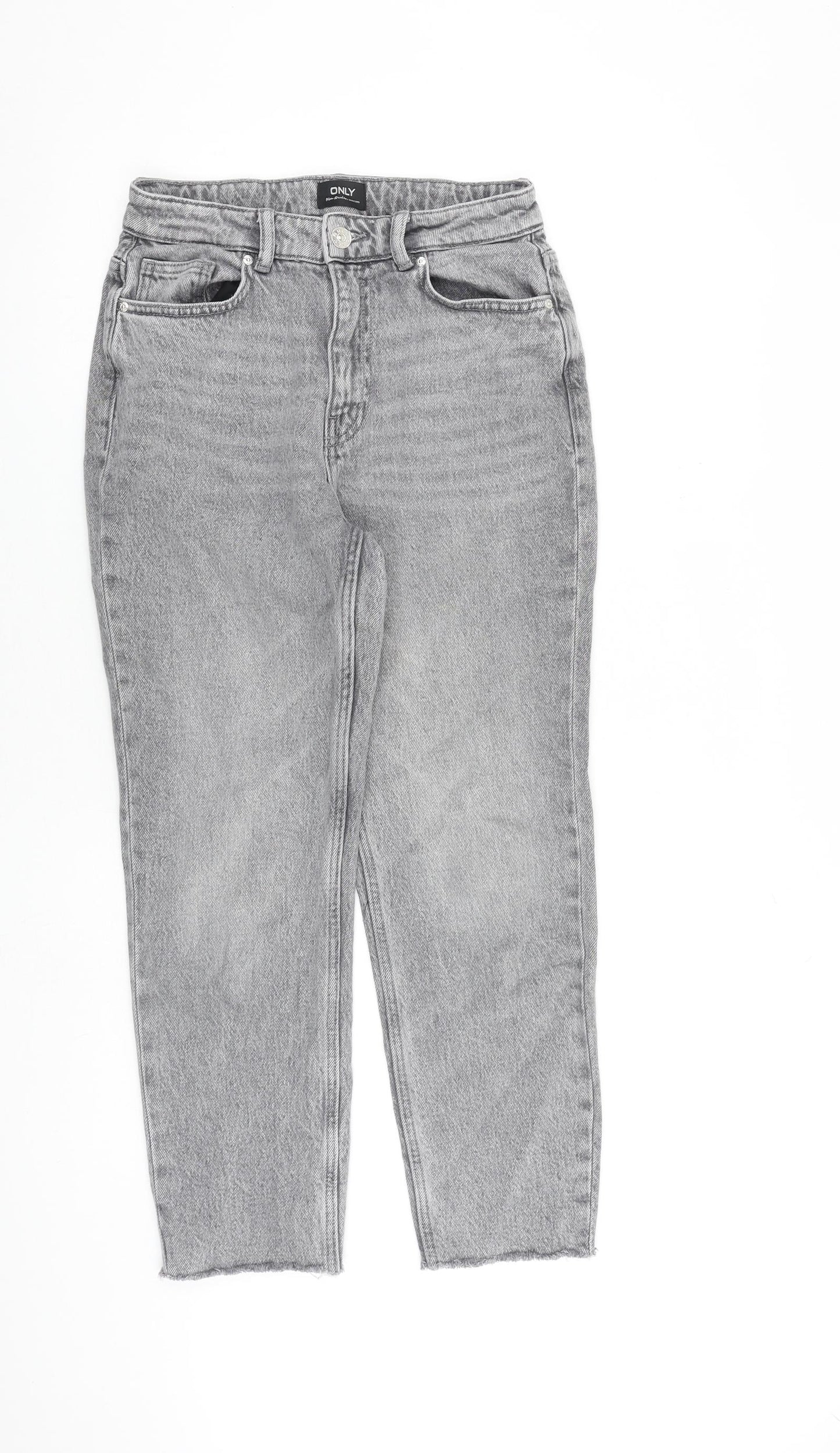 Only Womens Grey Cotton Straight Jeans Size 28 in L32 in Regular Zip - Raw Hem