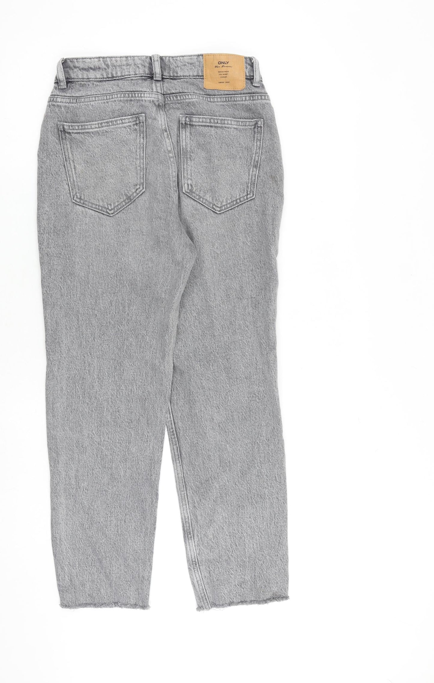 Only Womens Grey Cotton Straight Jeans Size 28 in L32 in Regular Zip - Raw Hem