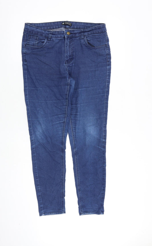 Avenue Womens Blue Cotton Skinny Jeans Size 12 L28 in Regular Zip