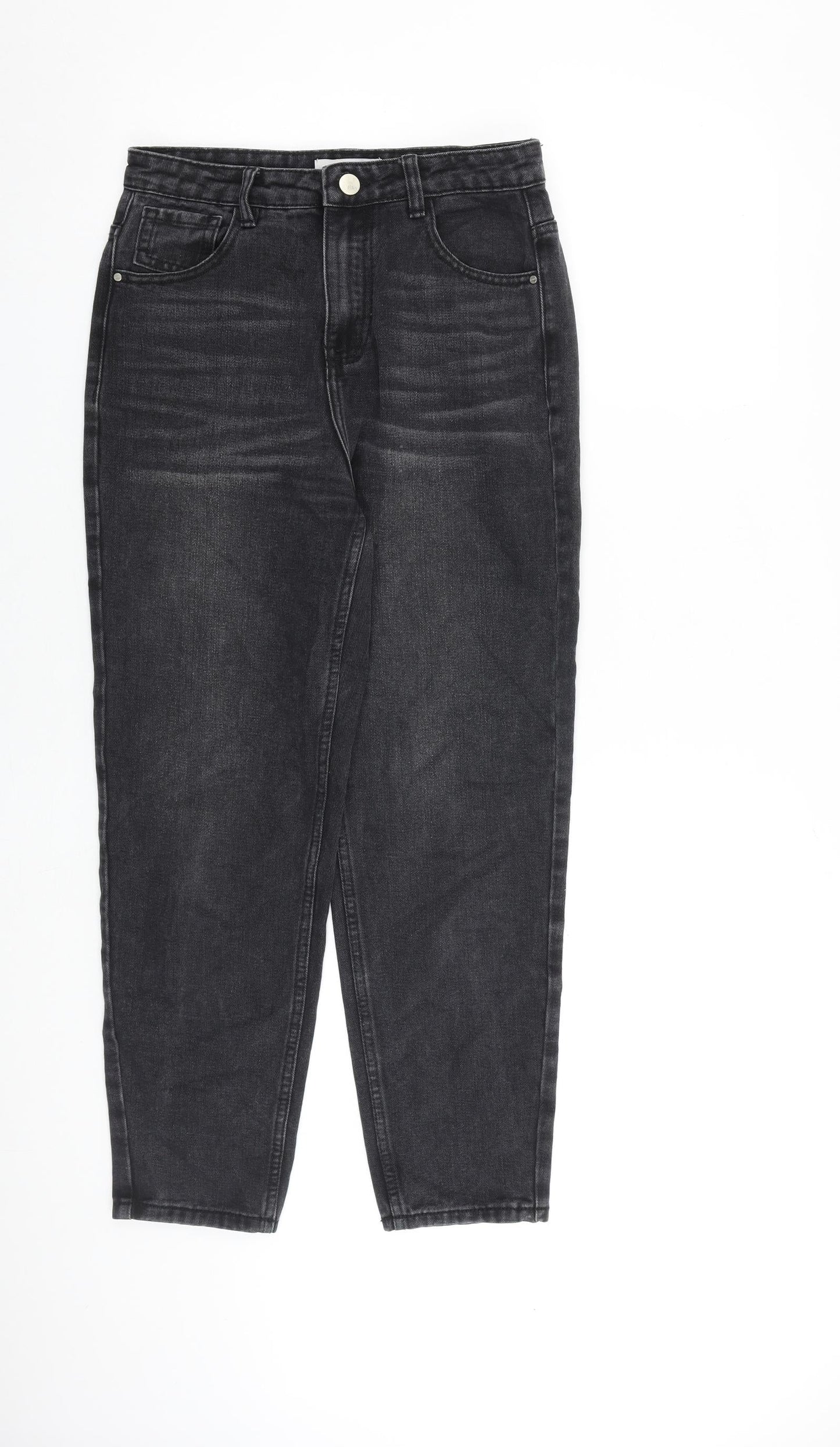 Redial Womens Grey Cotton Tapered Jeans Size 8 L27 in Regular Zip