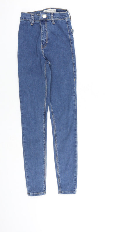Topshop Womens Blue Cotton Skinny Jeans Size 25 in L30 in Regular Zip
