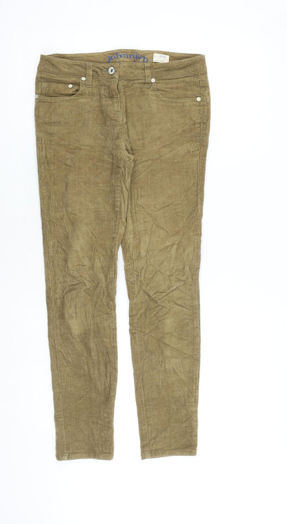 Johnnie. B Womens Brown Cotton Trousers Size 26 in L28 in Regular Zip