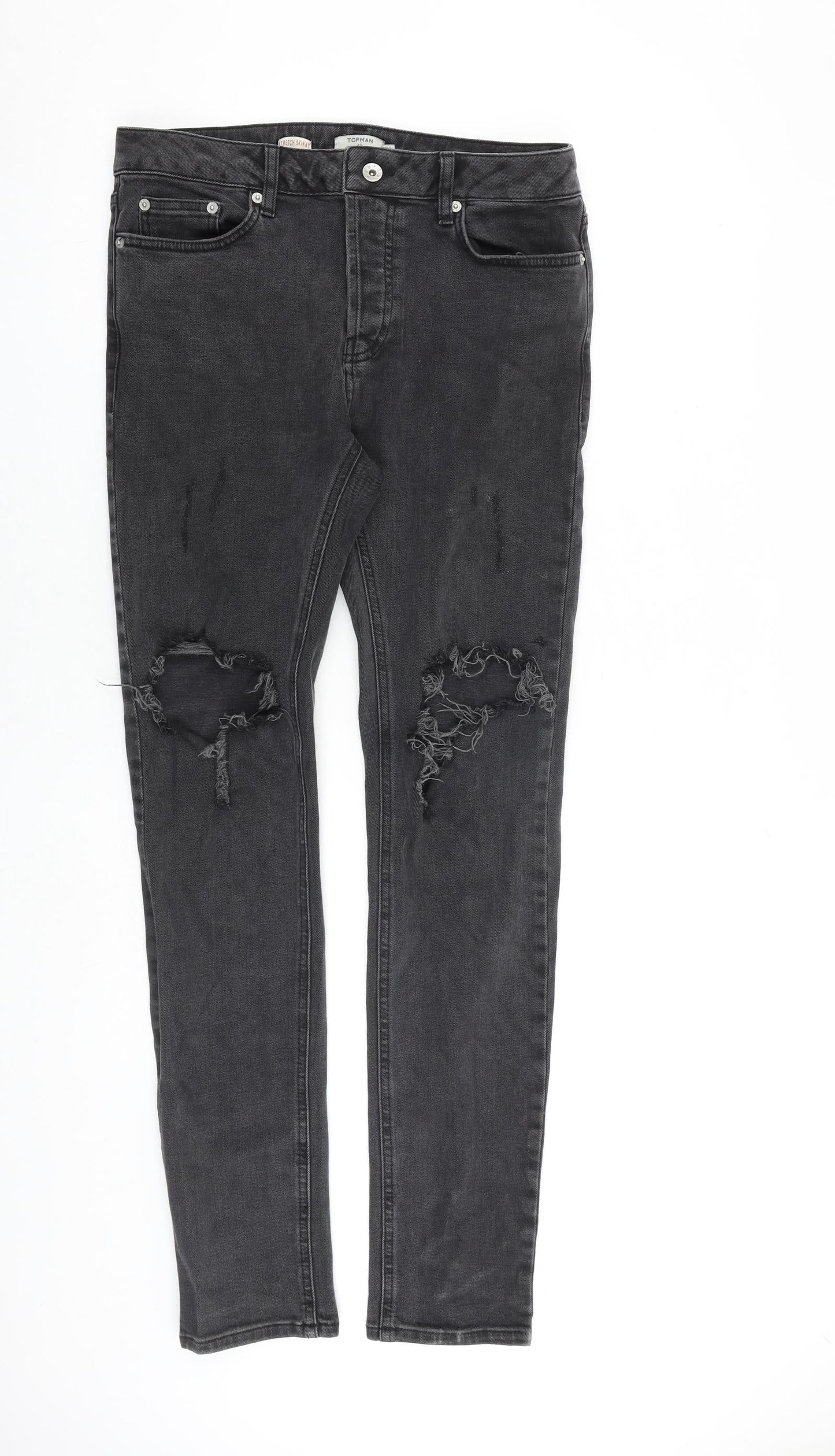 Mens UK Size 30 in Topman Slim Fit Skinny Grey Jeans