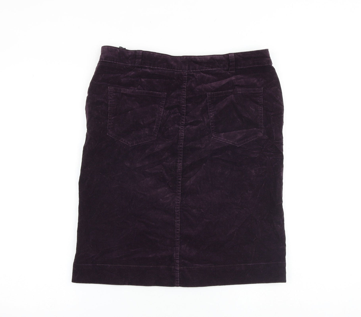 Marks and Spencer Womens Purple Cotton A-Line Skirt Size 12 Zip
