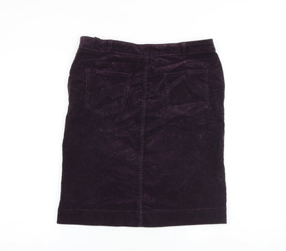 Marks and Spencer Womens Purple Cotton A-Line Skirt Size 12 Zip