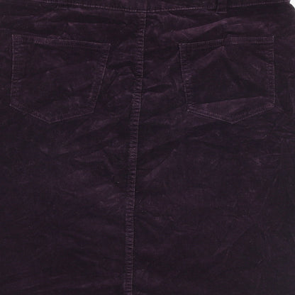 Marks and Spencer Womens Purple Cotton A-Line Skirt Size 12 Zip
