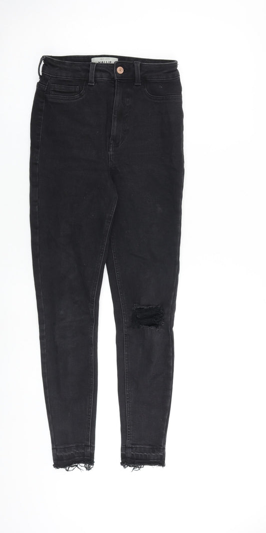 New Look Womens Black Cotton Skinny Jeans Size 8 L27 in Slim Zip - Raw Hem