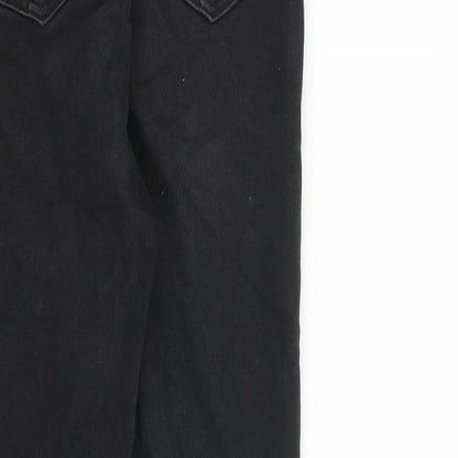 New Look Womens Black Cotton Skinny Jeans Size 8 L27 in Slim Zip - Raw Hem