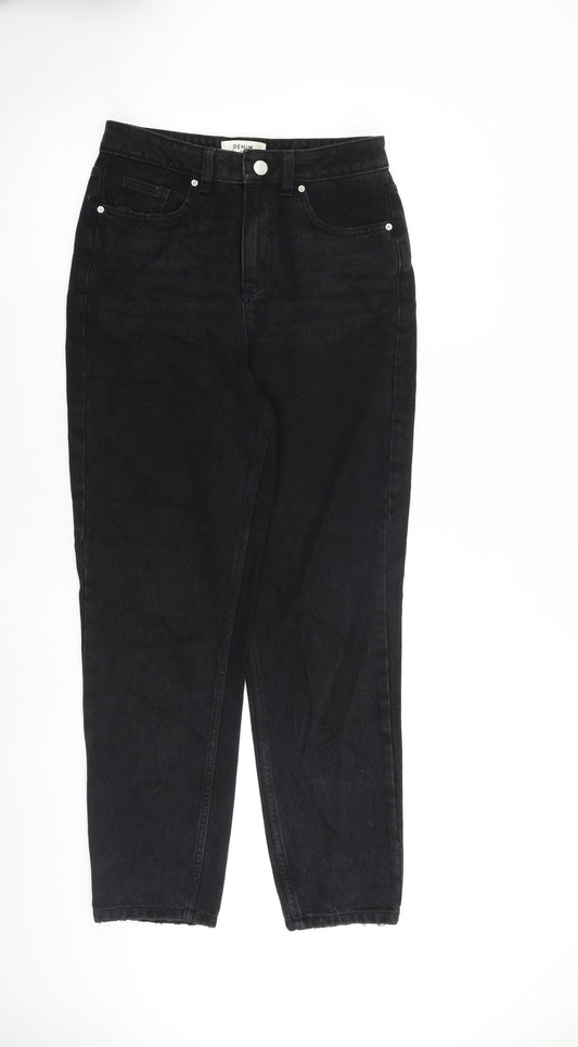 Miss Selfridge Womens Black Cotton Tapered Jeans Size 8 L29 in Regular Zip