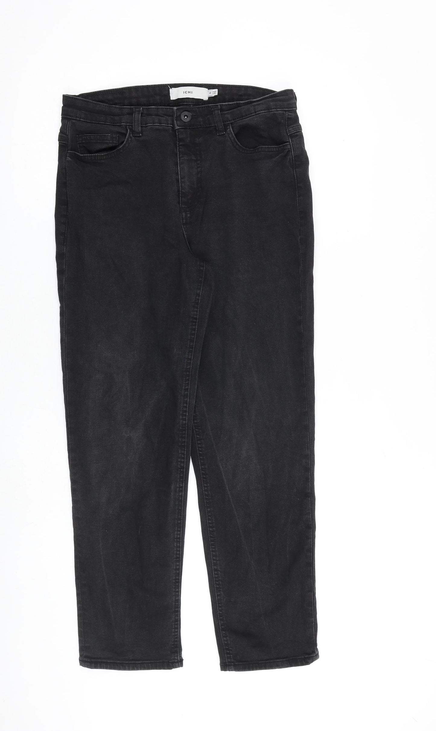 ICHI Womens Black Cotton Straight Jeans Size 30 in L27 in Regular Zip