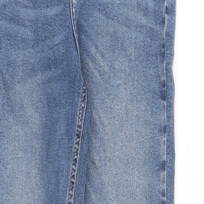 Topshop Womens Blue Cotton Skinny Jeans Size 28 in L32 in Regular Zip - Distressed Hems