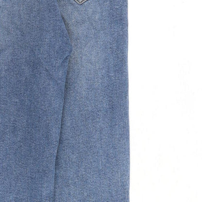 Topshop Womens Blue Cotton Skinny Jeans Size 28 in L32 in Regular Zip - Distressed Hems