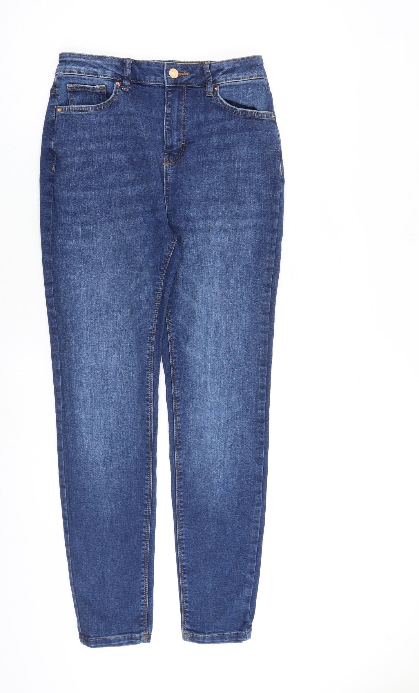 Denim & Co. Womens Blue Cotton Skinny Jeans Size 10 L28 in Regular Zip