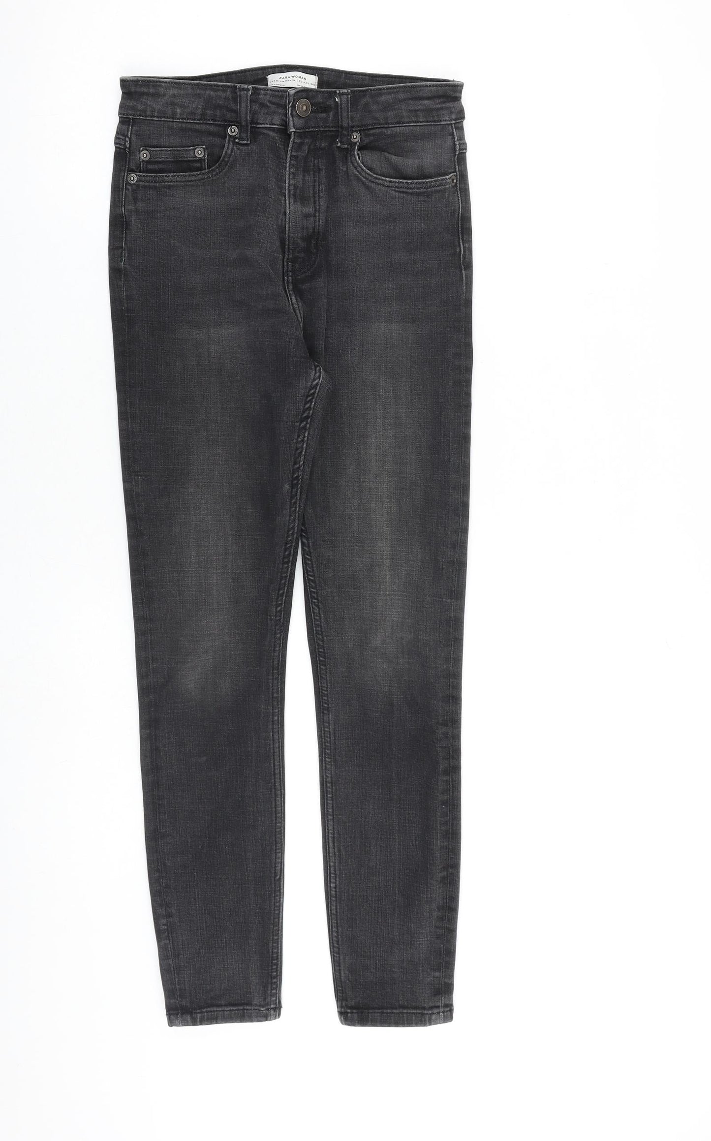 Zara Womens Black Cotton Skinny Jeans Size 8 L27 in Regular Zip