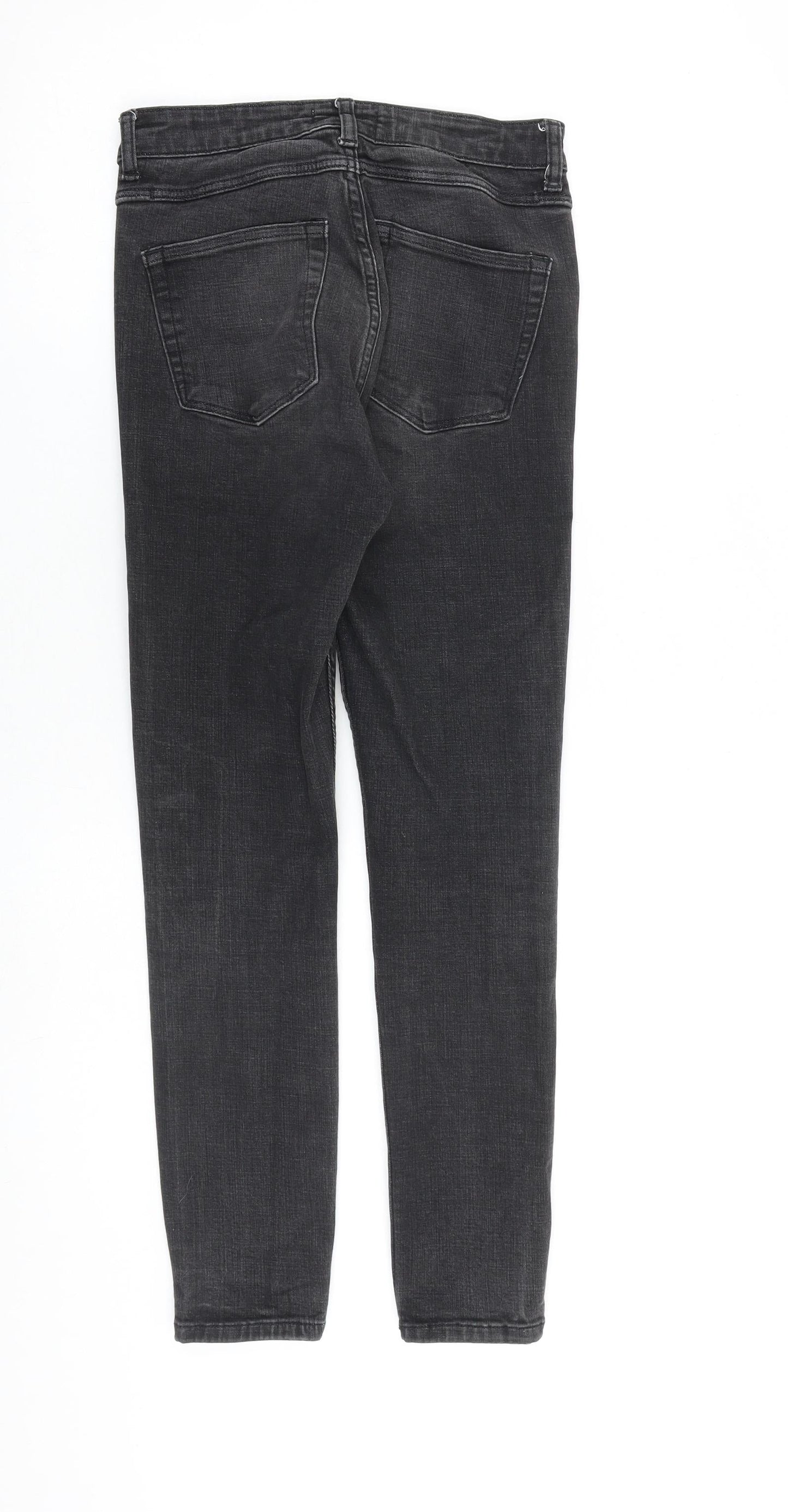 Zara Womens Black Cotton Skinny Jeans Size 8 L27 in Regular Zip