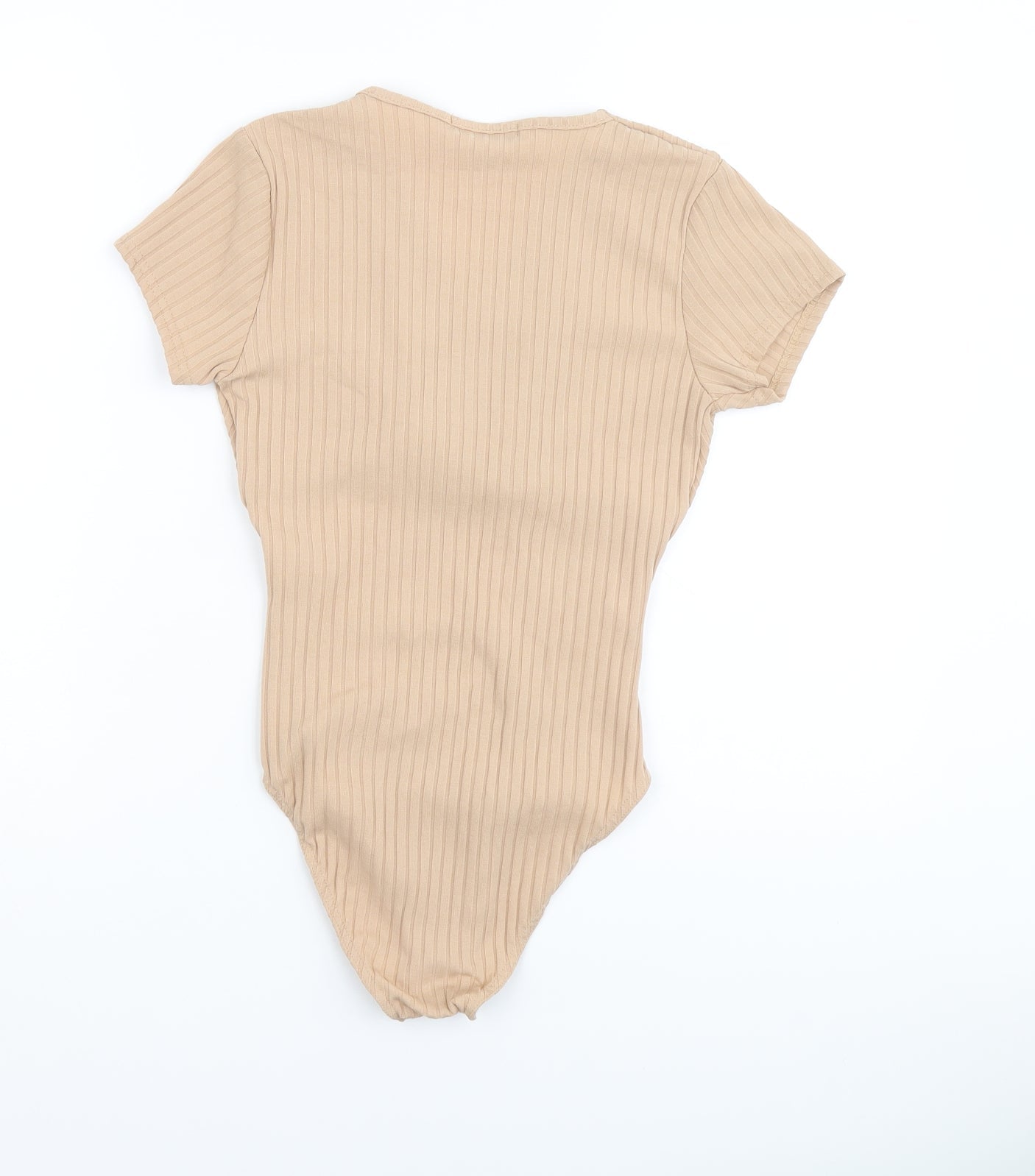 Quiz Womens Beige Polyester Playsuit One-Piece Size 8 Button - Ribbed