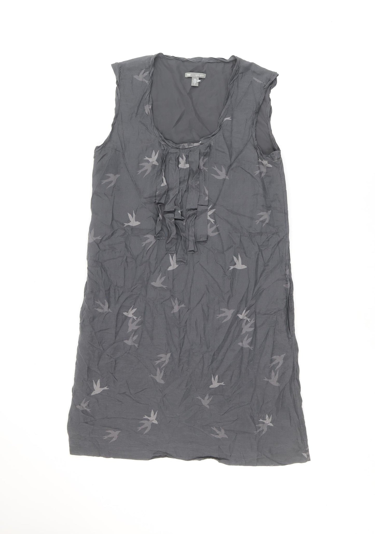 Gap Womens Grey Geometric Cotton Tank Dress Size S Scoop Neck Pullover - Birds Print