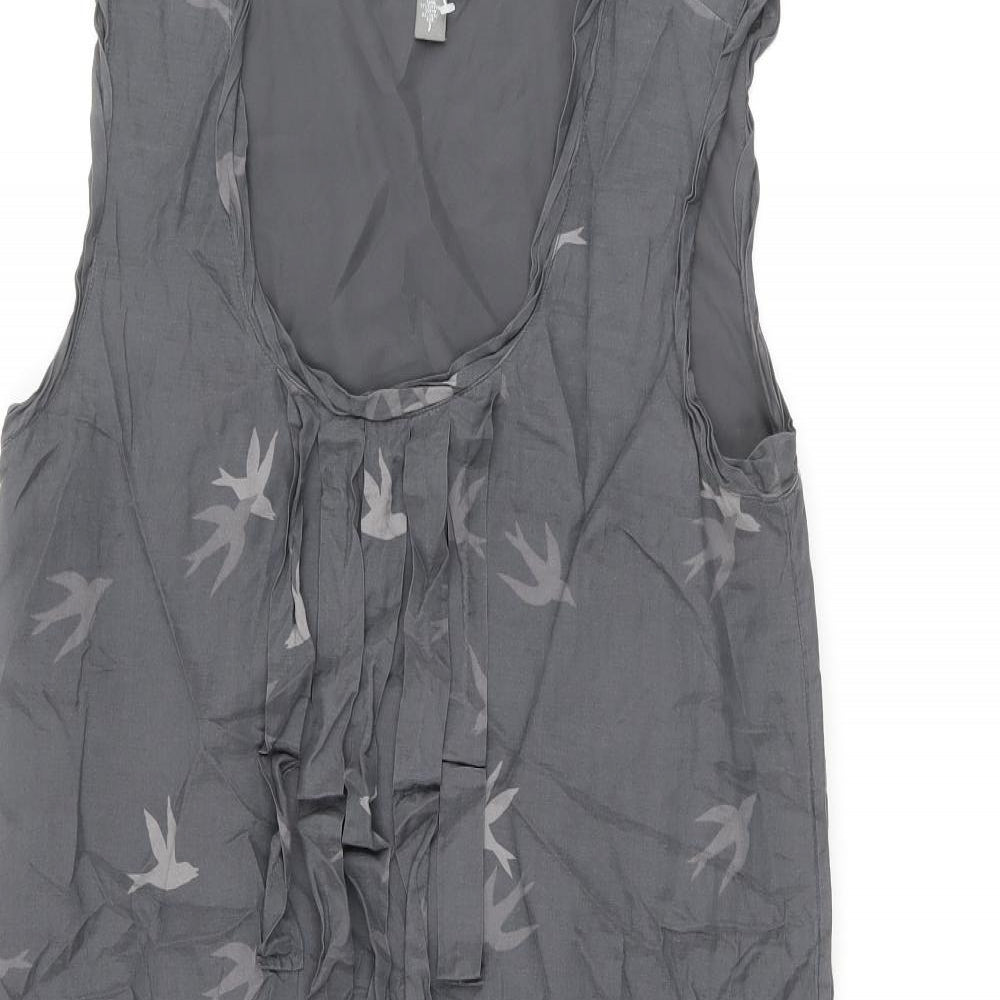 Gap Womens Grey Geometric Cotton Tank Dress Size S Scoop Neck Pullover - Birds Print