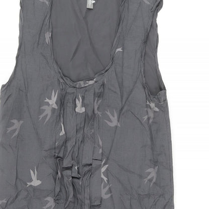 Gap Womens Grey Geometric Cotton Tank Dress Size S Scoop Neck Pullover - Birds Print