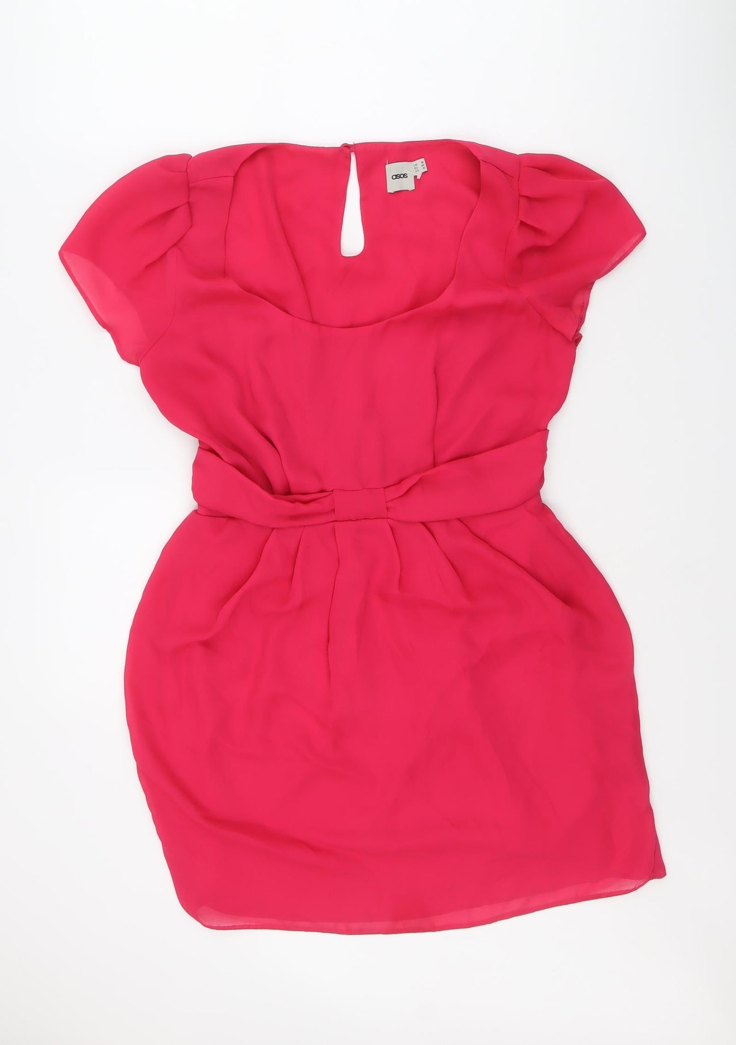 ASOS Womens Pink Polyester A-Line Size 16 Round Neck Buckle