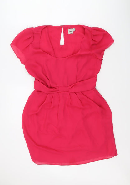 ASOS Womens Pink Polyester A-Line Size 16 Round Neck Buckle