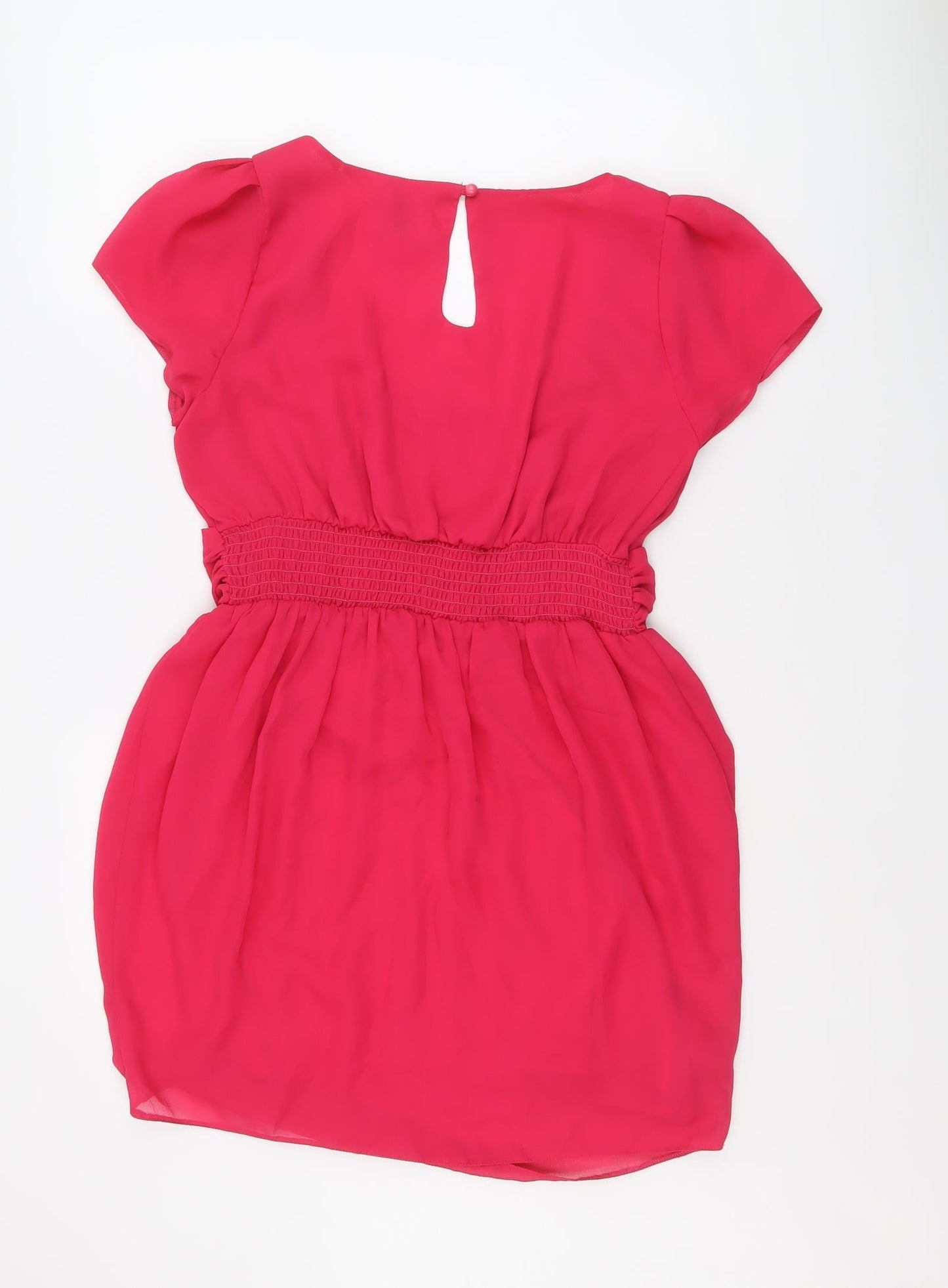 ASOS Womens Pink Polyester A-Line Size 16 Round Neck Buckle