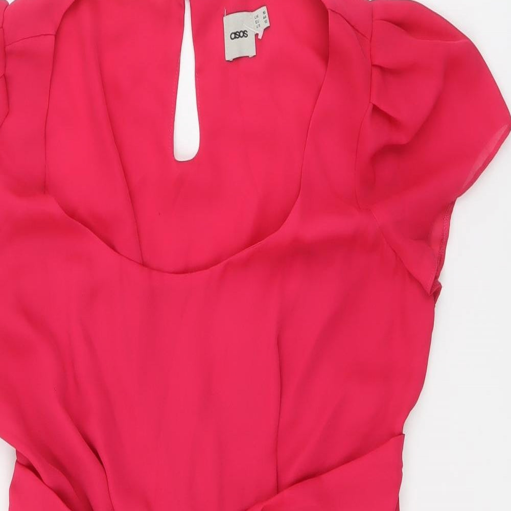 ASOS Womens Pink Polyester A-Line Size 16 Round Neck Buckle