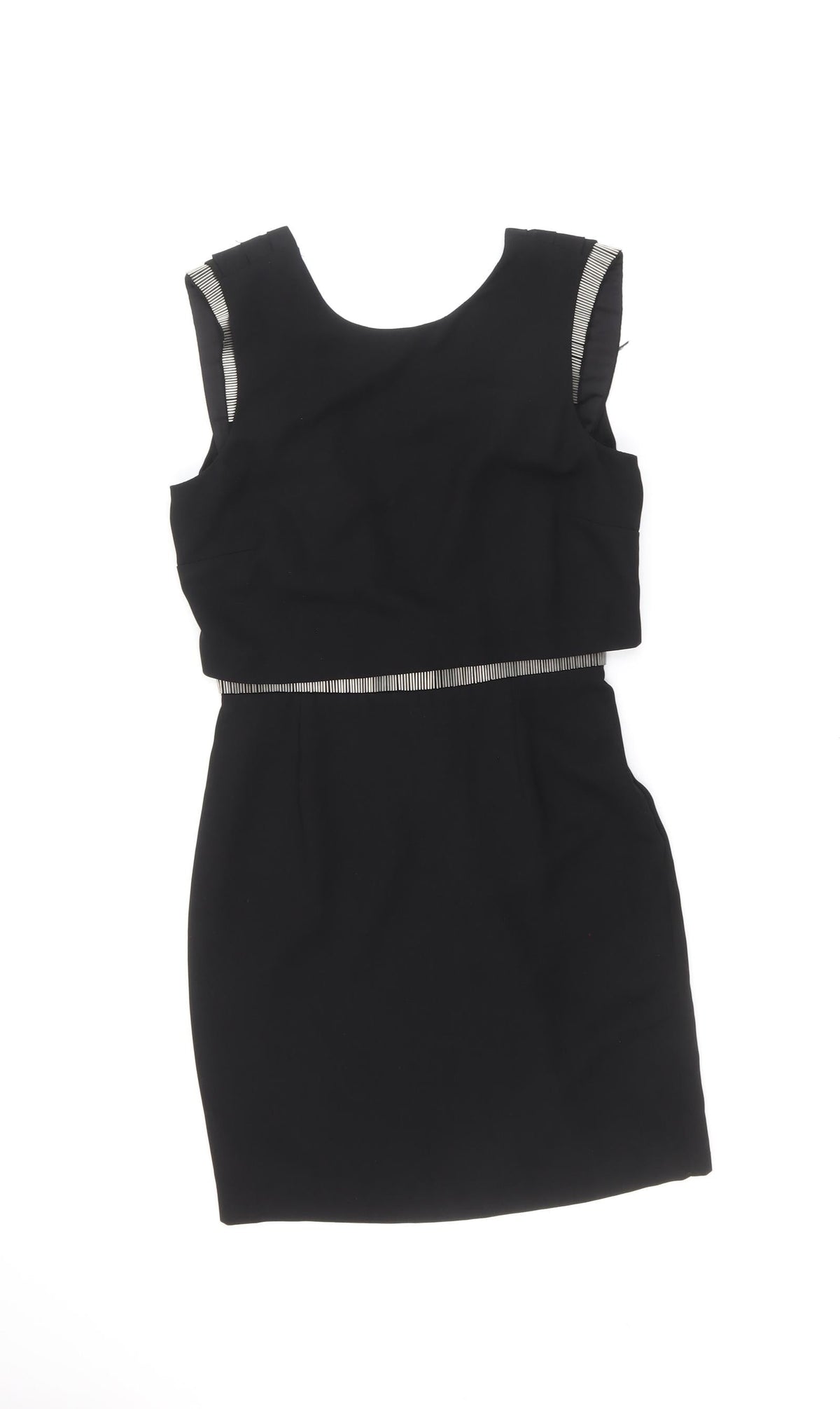 Warehouse Womens Black Polyester A-Line Size 8 Round Neck Zip