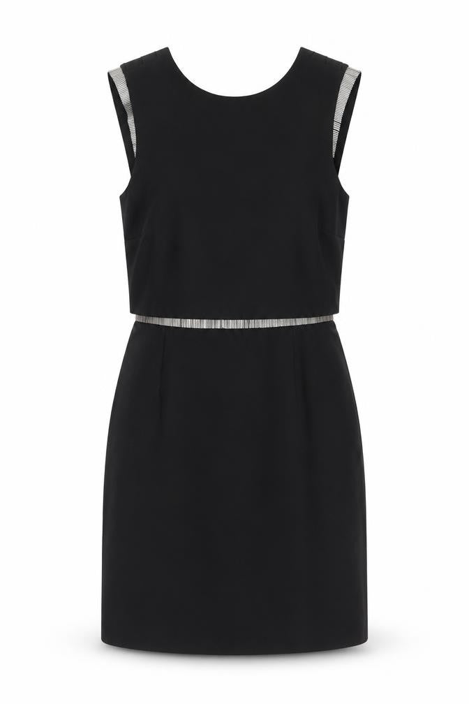 Warehouse Womens Black Polyester A-Line Size 8 Round Neck Zip