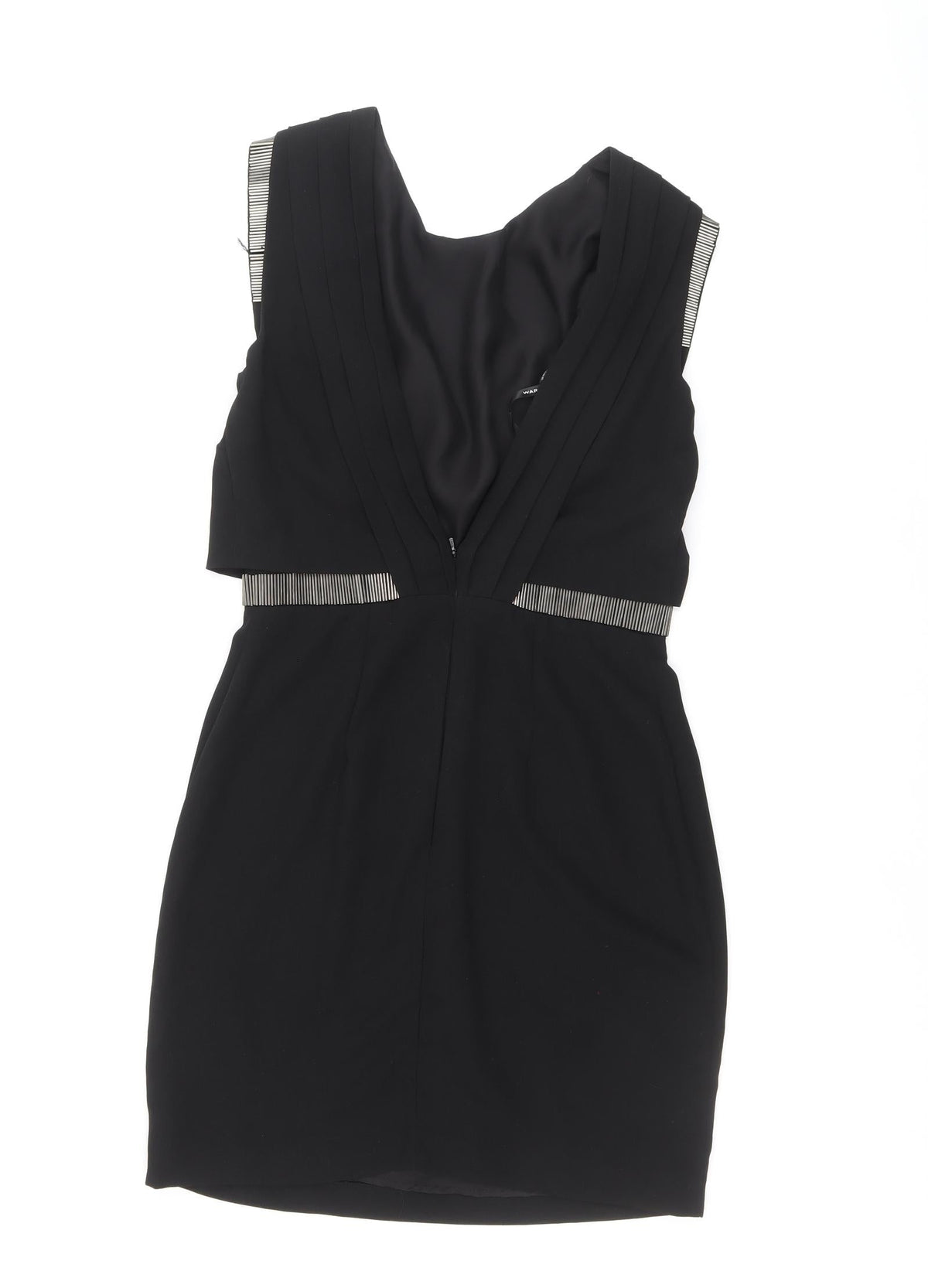 Warehouse Womens Black Polyester A-Line Size 8 Round Neck Zip