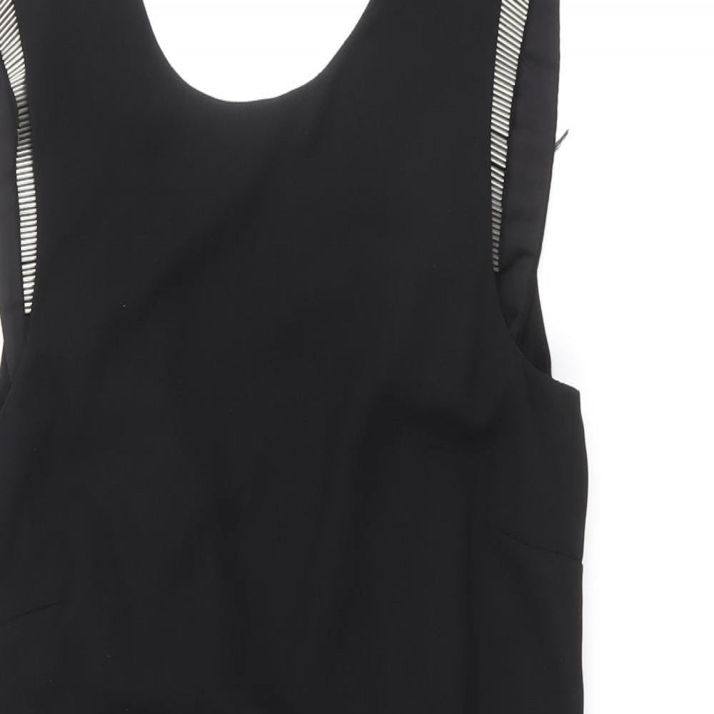 Warehouse Womens Black Polyester A-Line Size 8 Round Neck Zip