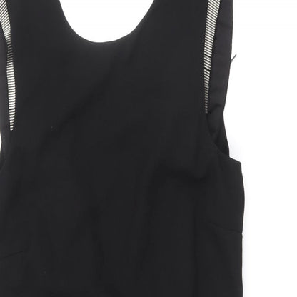 Warehouse Womens Black Polyester A-Line Size 8 Round Neck Zip