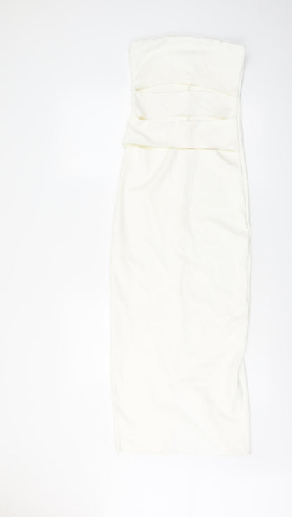 Zara Womens Ivory Viscose Bodycon Size M Off the Shoulder Pullover