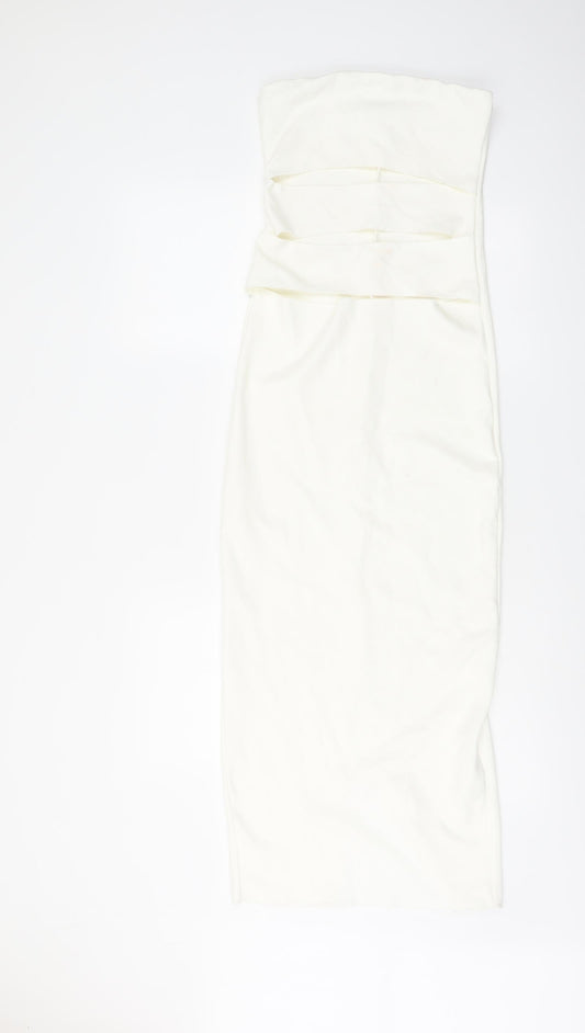 Zara Womens Ivory Viscose Bodycon Size M Off the Shoulder Pullover