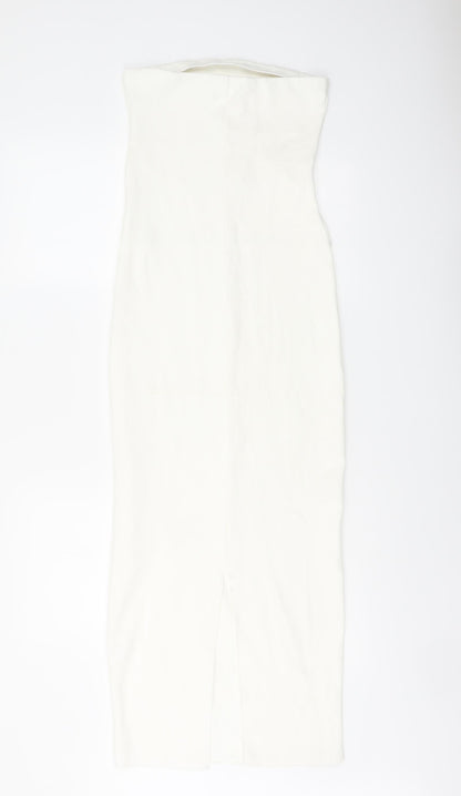 Zara Womens Ivory Viscose Bodycon Size M Off the Shoulder Pullover