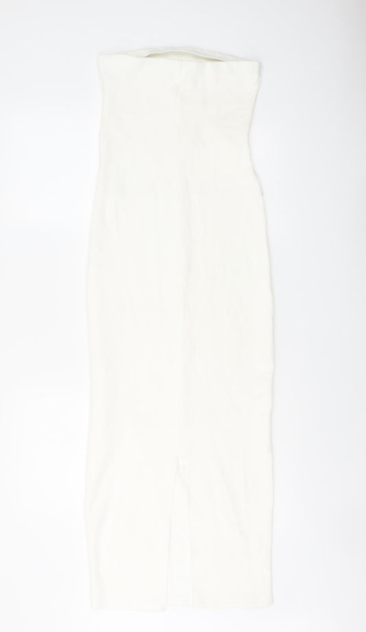 Zara Womens Ivory Viscose Bodycon Size M Off the Shoulder Pullover