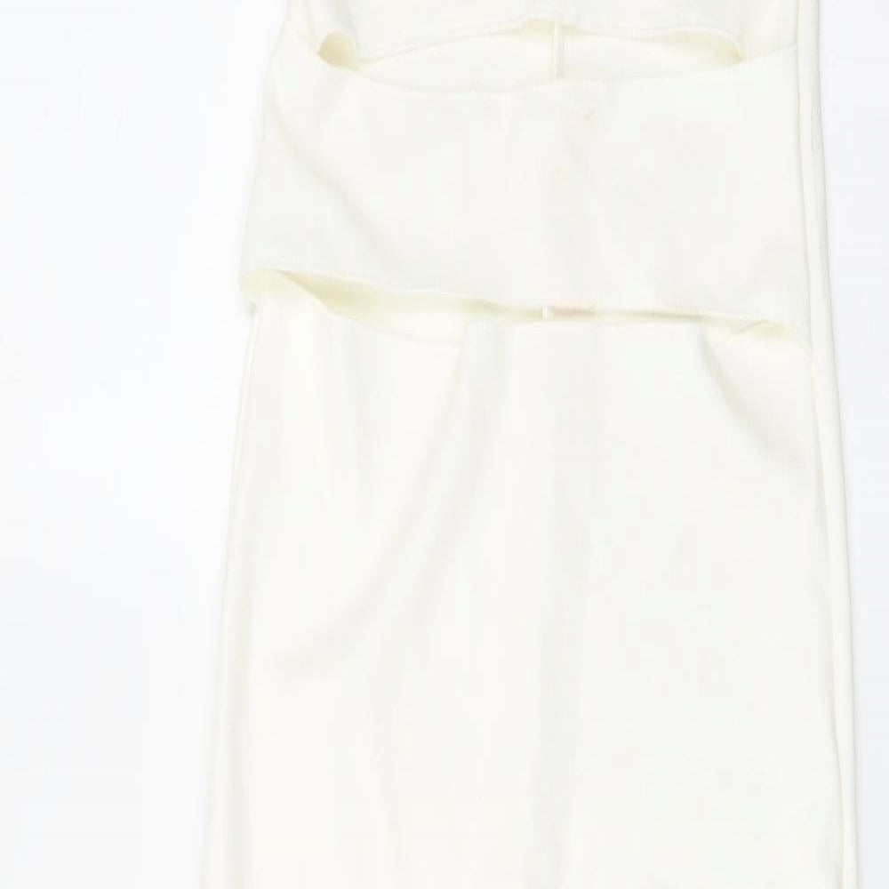 Zara Womens Ivory Viscose Bodycon Size M Off the Shoulder Pullover