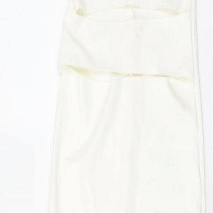 Zara Womens Ivory Viscose Bodycon Size M Off the Shoulder Pullover