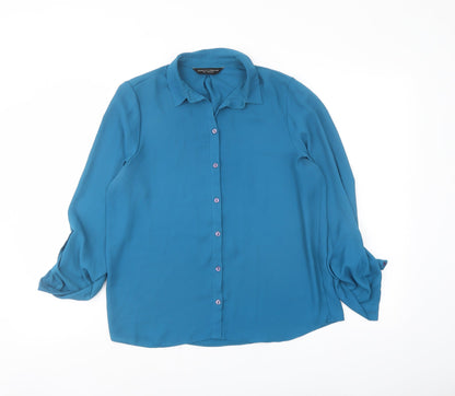 Womens UK Size 10 Dorothy Perkins Blue Basic Button-Up