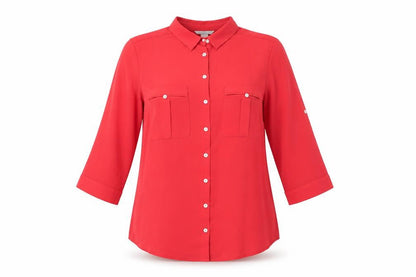 H&M Womens Pink Polyester Basic Button-Up Size 12 Collared