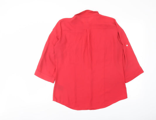 H&M Womens Pink Polyester Basic Button-Up Size 12 Collared