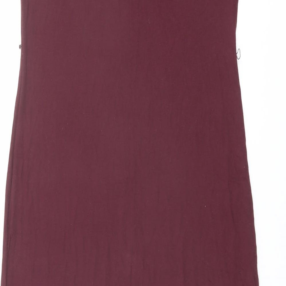 Oasis Womens Red Viscose Maxi Size M Boat Neck Pullover