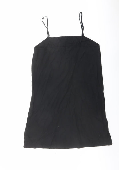 NEXT Womens Black Cotton Slip Dress Size 14 Square Neck Pullover