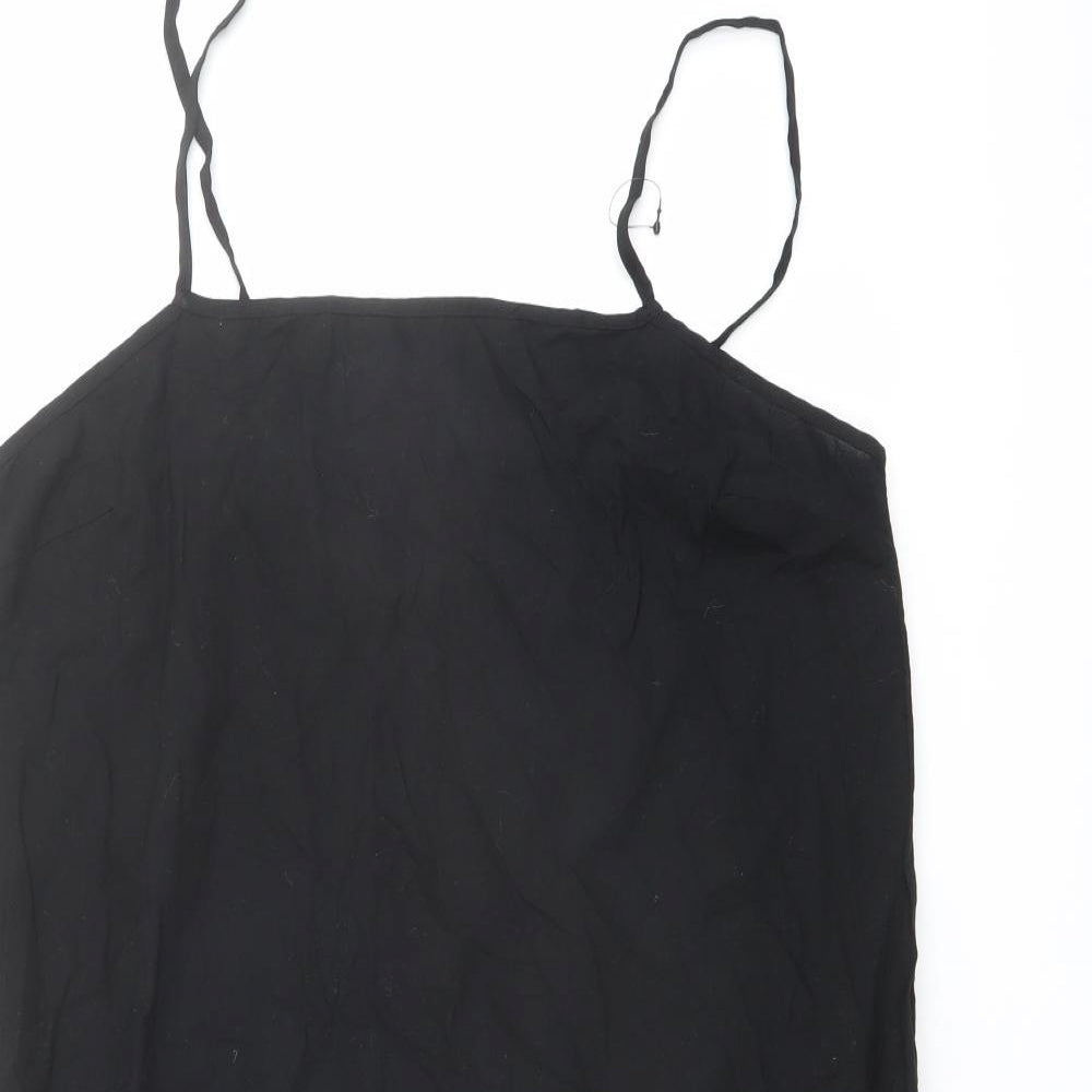 NEXT Womens Black Cotton Slip Dress Size 14 Square Neck Pullover