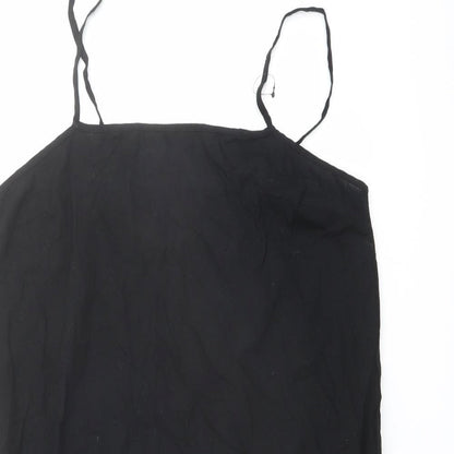 NEXT Womens Black Cotton Slip Dress Size 14 Square Neck Pullover