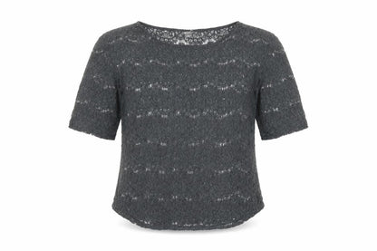 Eddie Bauer Womens Grey Polyester Basic Blouse Size L Boat Neck