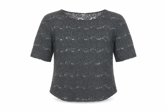 Eddie Bauer Womens Grey Polyester Basic Blouse Size L Boat Neck