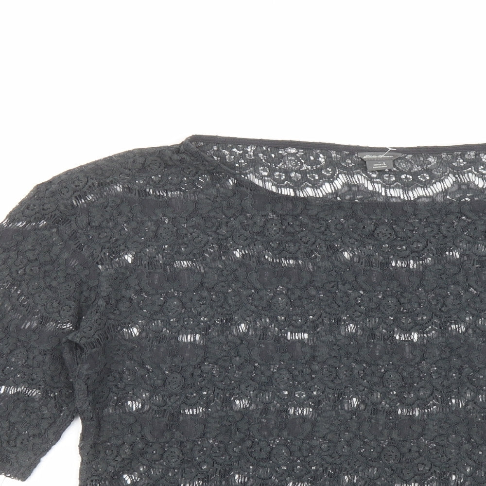 Eddie Bauer Womens Grey Polyester Basic Blouse Size L Boat Neck