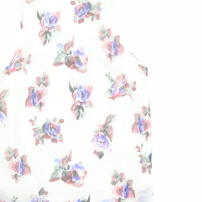 Glamorous Womens Multicoloured Floral Polyester Basic Tank Size S Round Neck